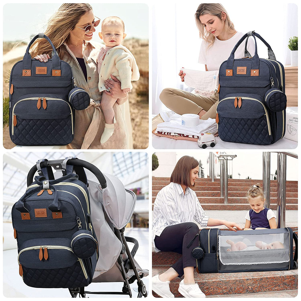 BabyNest Bag 3-in-1 Diaper Bag — Portable Baby Bed, USB Port