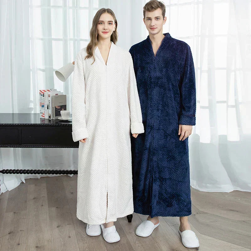 CozyNest termisk flanellbadrock för gravida — extra lång och rymlig passform