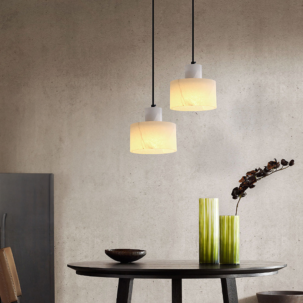 Virel Nordic Pendant Light With White Marble In Minimalist Design