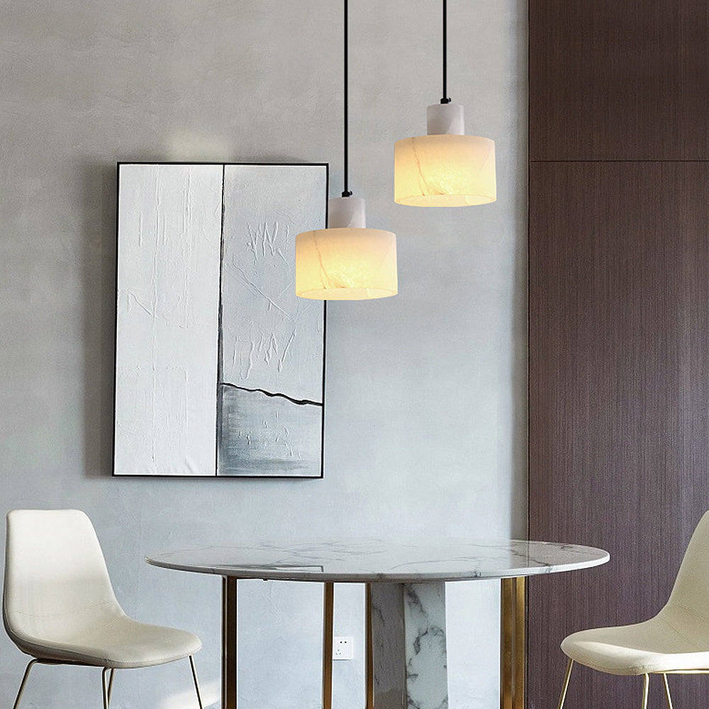 Virel Nordic Pendant Light With White Marble In Minimalist Design