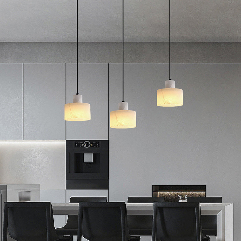 Virel Nordic Pendant Light With White Marble In Minimalist Design