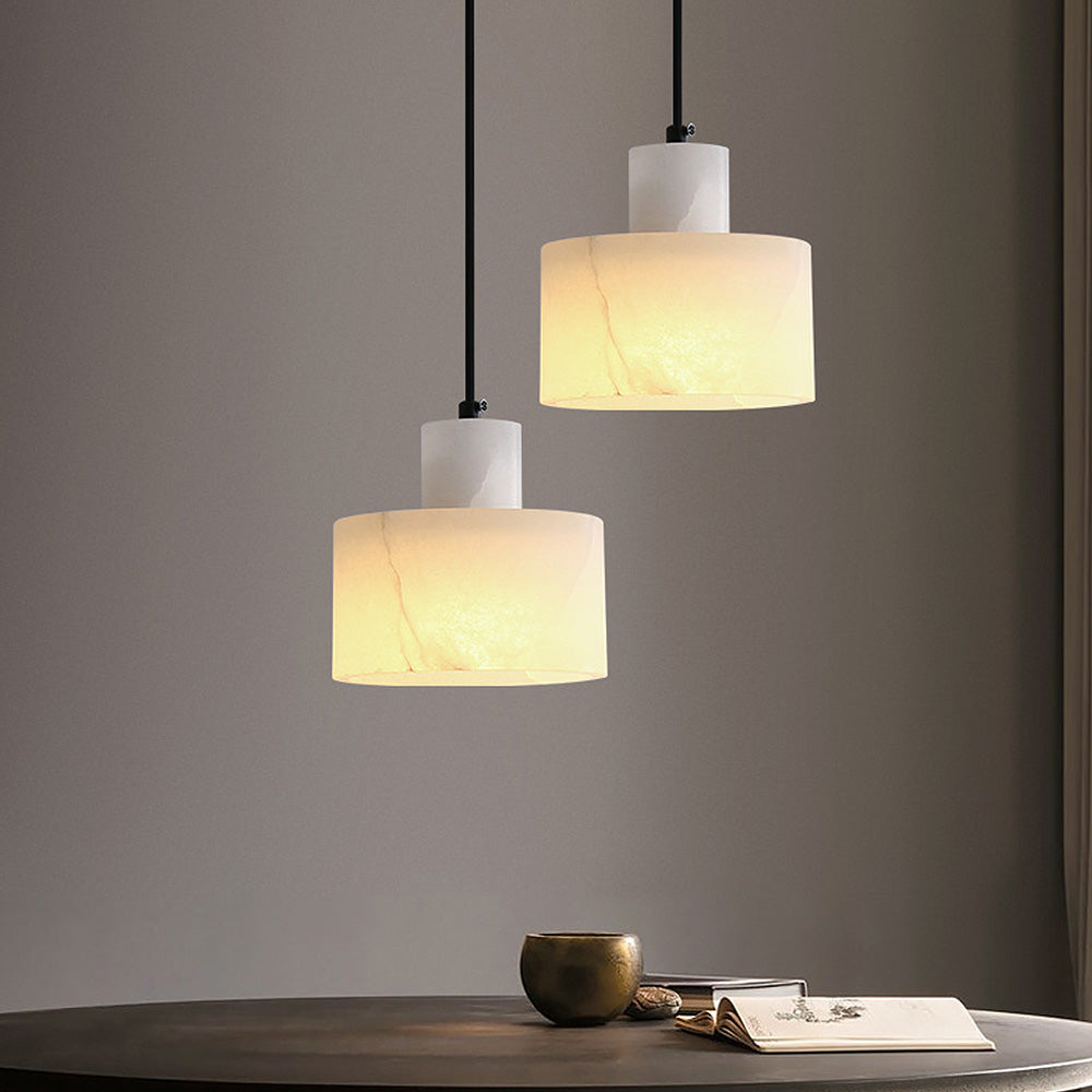 Virel Nordic Pendant Light With White Marble In Minimalist Design