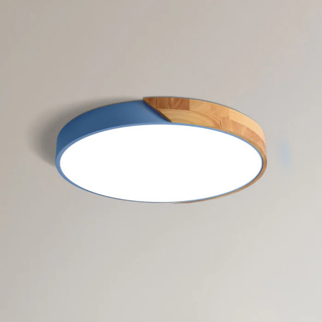 Modern Round LED Ceiling Light — Scandinavian Wood Design, 23 or 30 cm