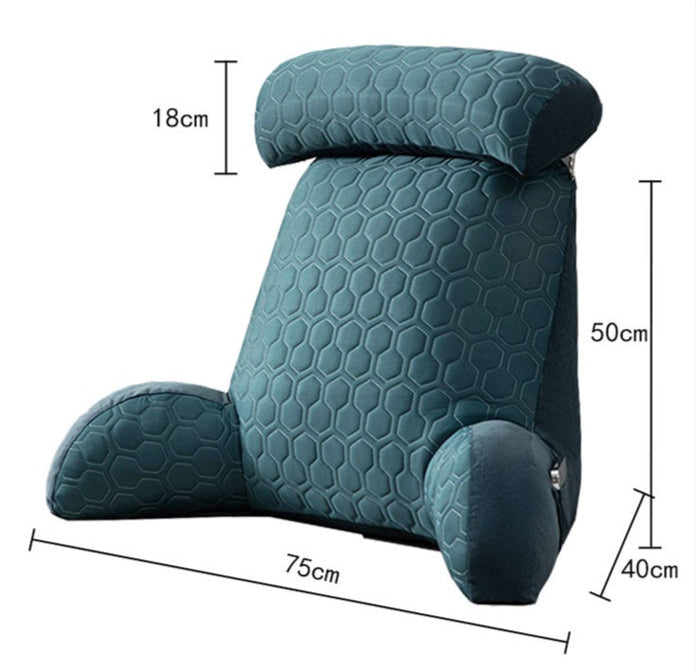 Ergonomisk läskudde med ryggstöd, armstöd och nackstöd