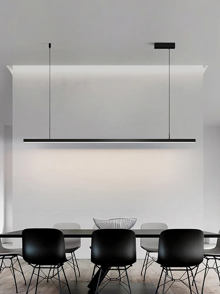 Schlichte LED-Pendelleuchten — verstellbare lange Stange, warmes Licht