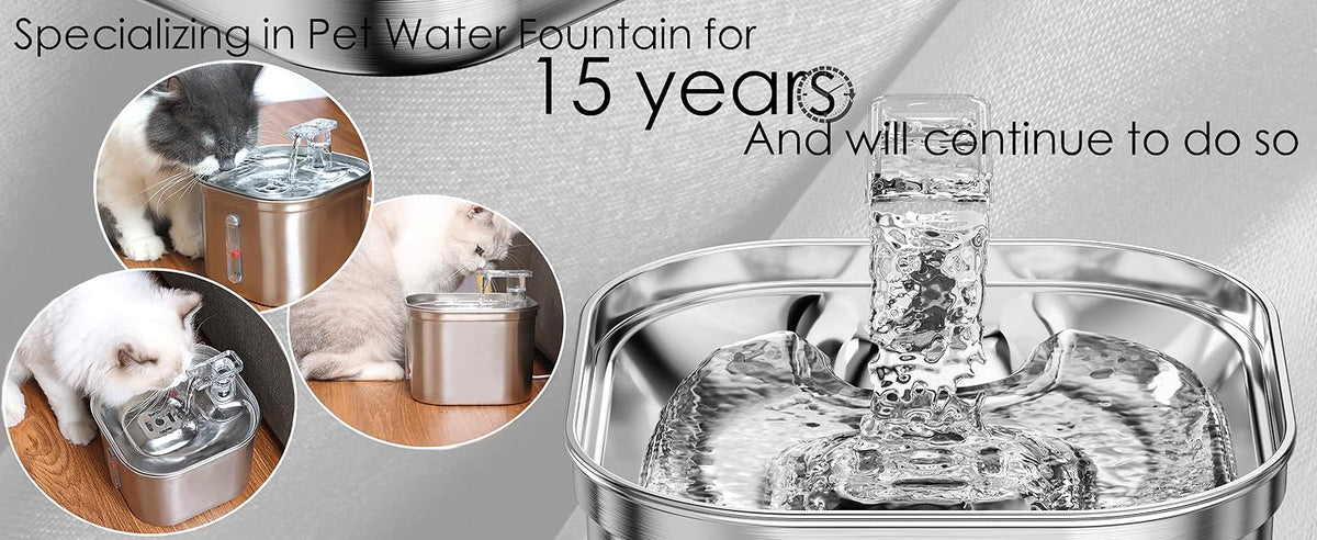 Automatic Cat Water Fountain — Stainless Steel, Continuous Fresh Flow