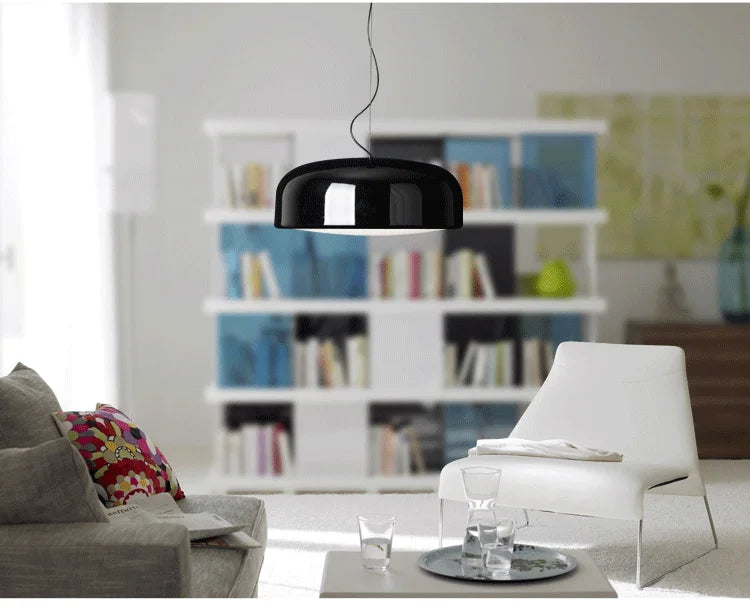 Lampă suspendată rotundă FjordLume Nordic — Abajur din metal și acril, fir ajustabil de 1.2m