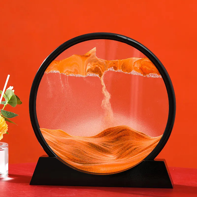 Kinetické skleněné přesýpací hodiny AureaFlow — Design písku s 3D pohybem