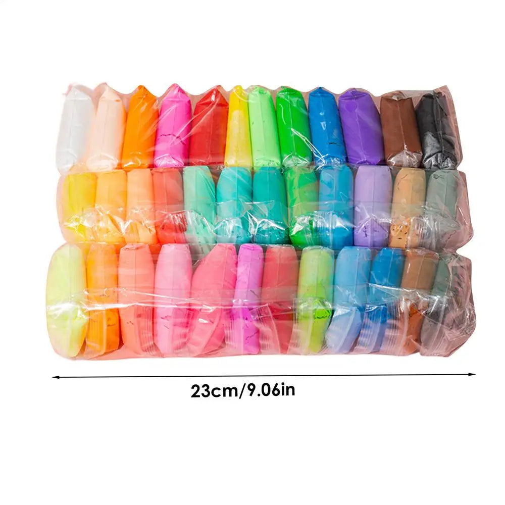 Kids Air Dry Clay Kit — Soft, Easy-Blend Colors, Hand Tools, 12 24 36 Count