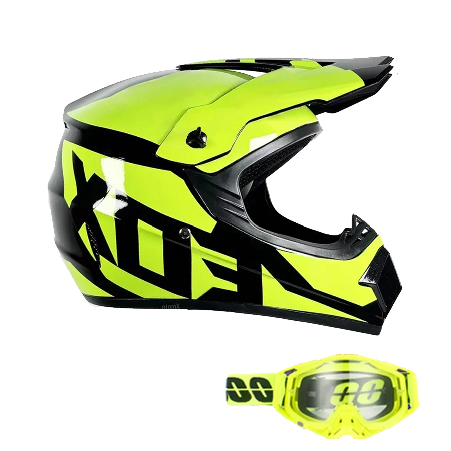 Kids Full-Face Motocross Helmet — Complete Set with Matching Goggles