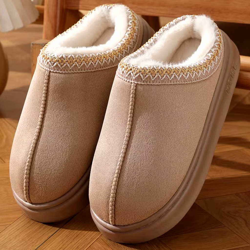 Chaussons unisexes en véritable peau de mouton — Doublure épaisse en laine
