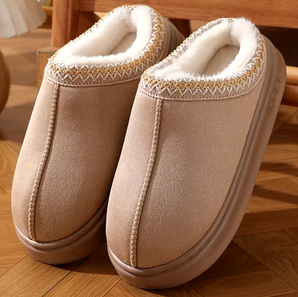 Chaussons unisexes en véritable peau de mouton — Doublure épaisse en laine