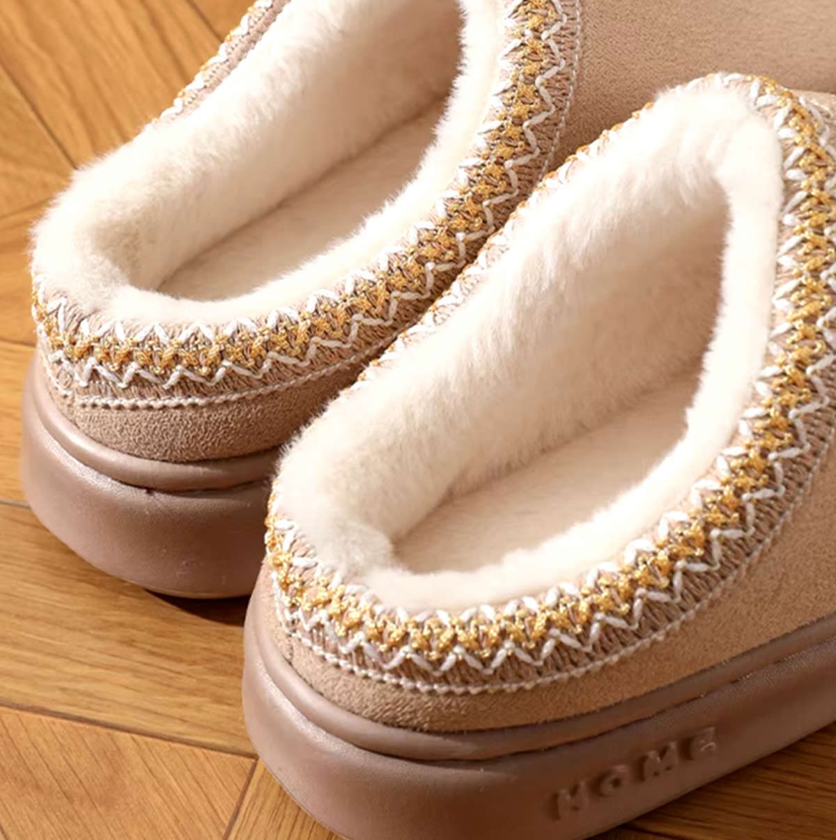 Chaussons unisexes en véritable peau de mouton — Doublure épaisse en laine