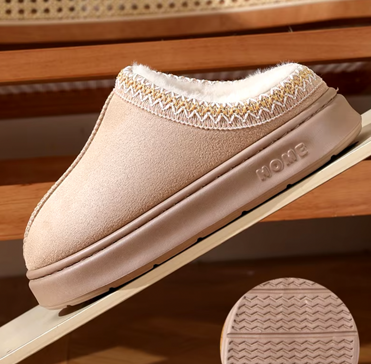Chaussons unisexes en véritable peau de mouton — Doublure épaisse en laine