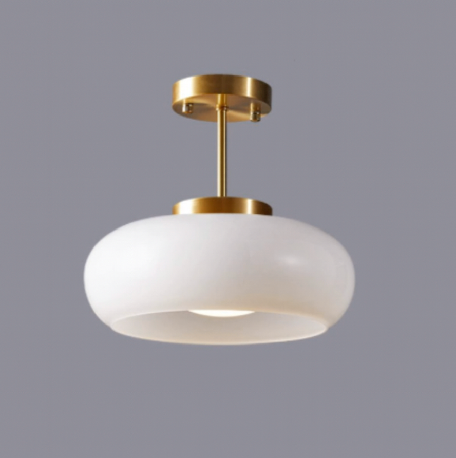 Vintage Round Glass Ceiling Lamp — 12W Integrated LED, Balanced Illumination