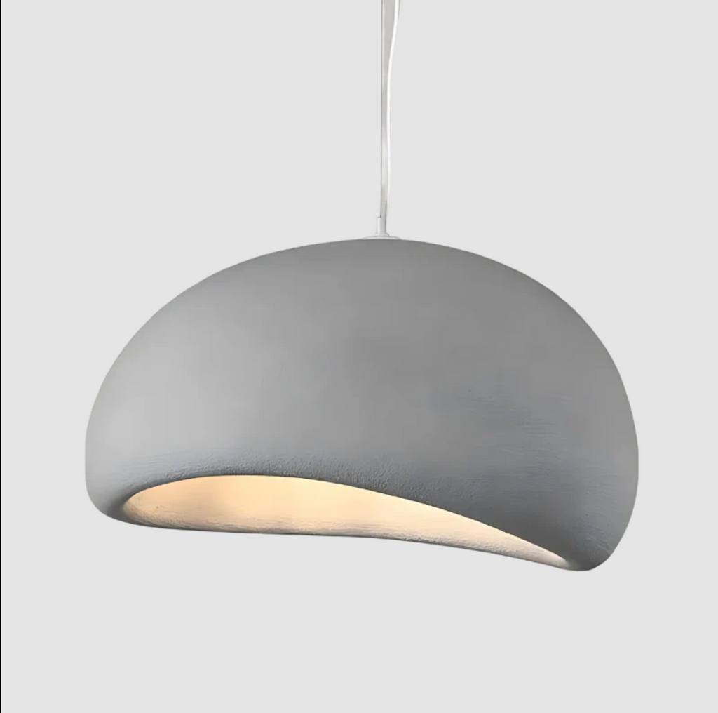 Regulowana lampa wisząca LED NimbleGlow — półkolista oprawa w stylu wabi-sabi