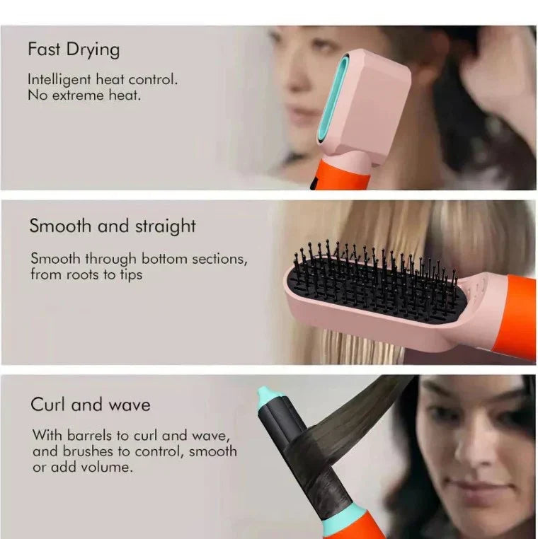 NovaLuxe 1000W All-In-One Hair Styling Tool — Hot Air Brush and Curling Barrel
