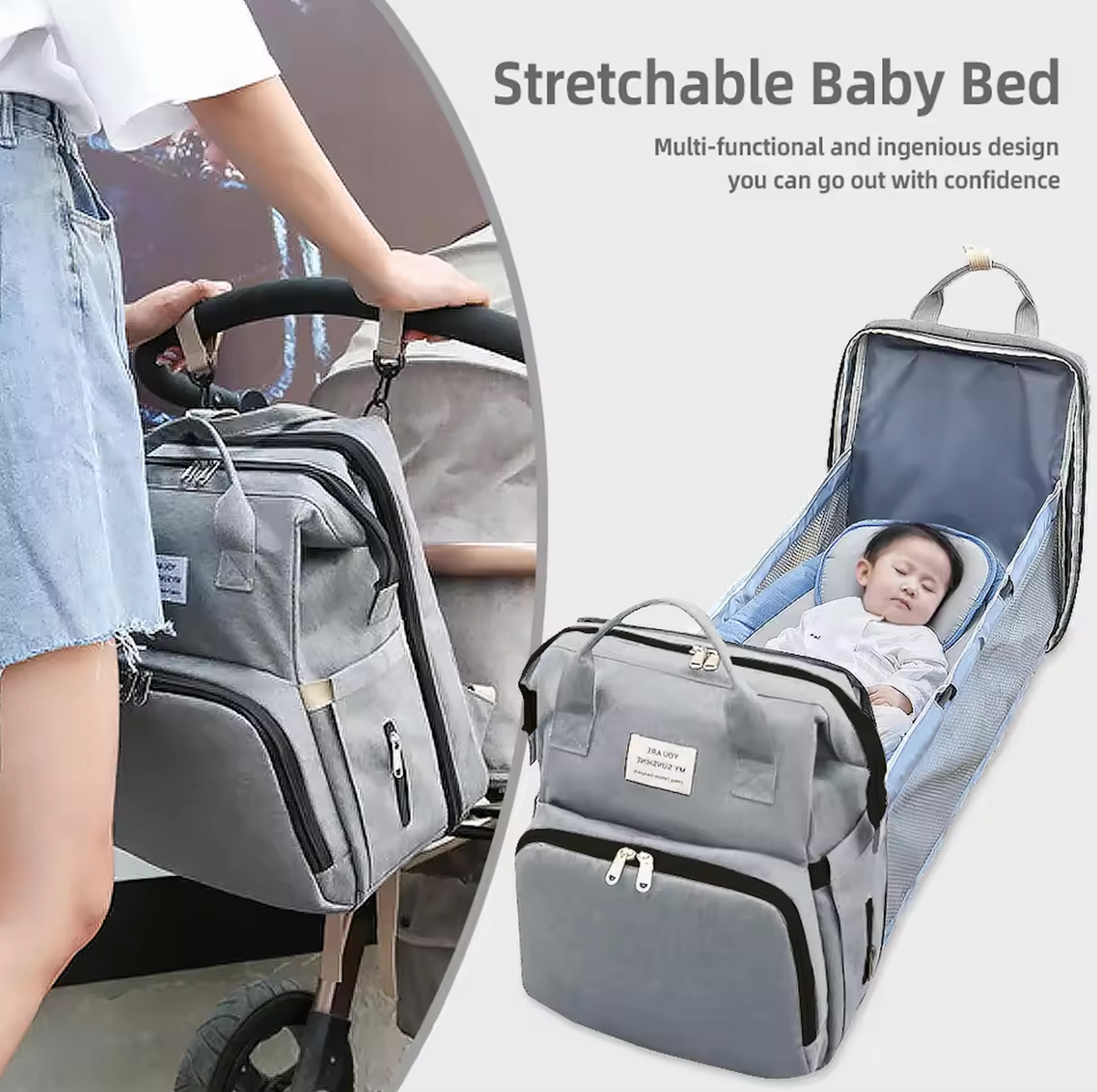 BabyNest Bag 3-in-1 Diaper Bag — Portable Baby Bed, USB Port