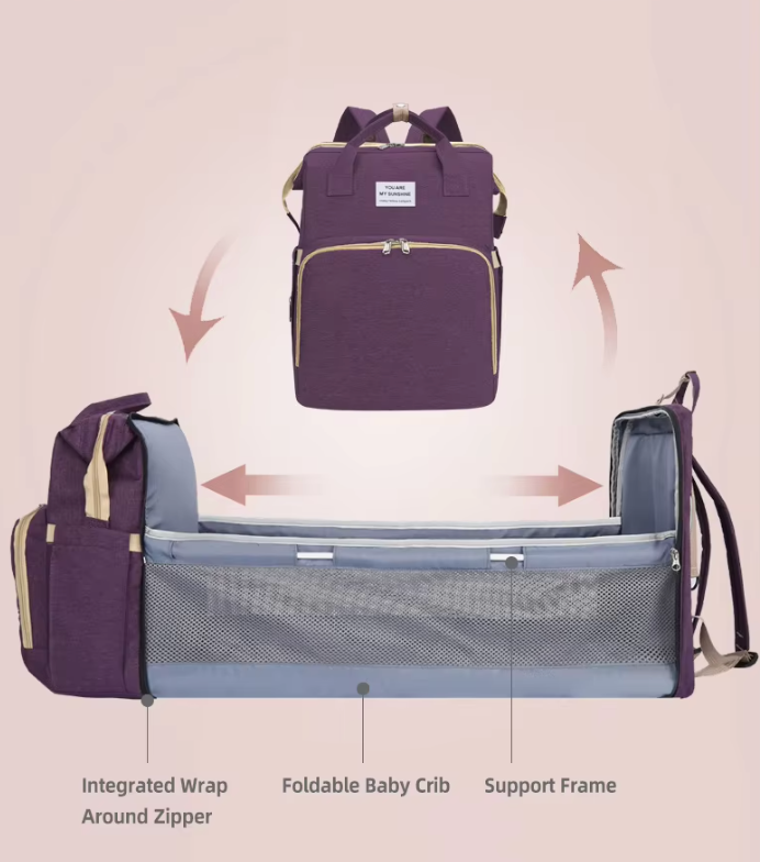 BabyNest Bag 3-in-1 Diaper Bag — Portable Baby Bed, USB Port