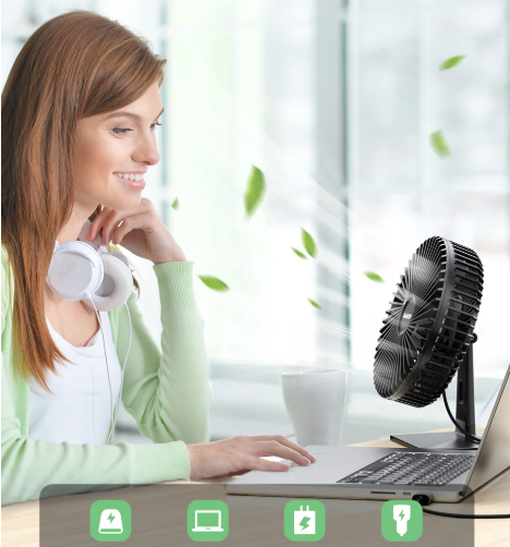 מאוורר שולחני USB Luna Breeze — שקט במיוחד, 4 מהירויות, תנודה של 90°