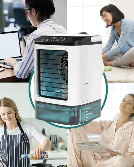 Mini ventilateur refroidisseur d’air Lyla — Double brumisation, veilleuse