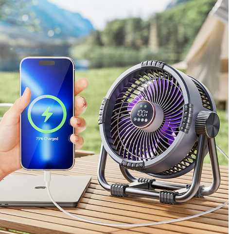 Ventilatore da campeggio ricaricabile 6-in-1 Riley con telecomando e luce LED