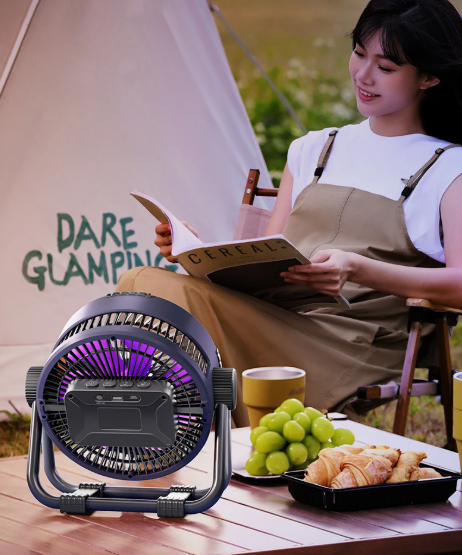 Ventilatore da campeggio ricaricabile 6-in-1 Riley con telecomando e luce LED