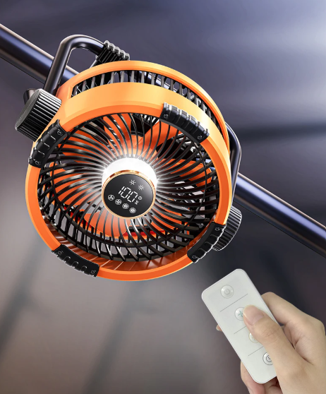 Ventilatore da campeggio ricaricabile 6-in-1 Riley con telecomando e luce LED