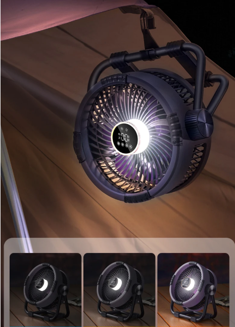 Ventilatore da campeggio ricaricabile 6-in-1 Riley con telecomando e luce LED