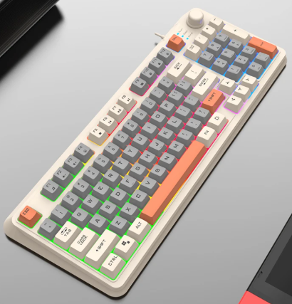 Clavier de jeu LUNA K82 à 94 touches RGB — filaire, éclairage arc-en-ciel, molette de volume