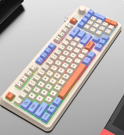 Clavier de jeu LUNA K82 à 94 touches RGB — filaire, éclairage arc-en-ciel, molette de volume
