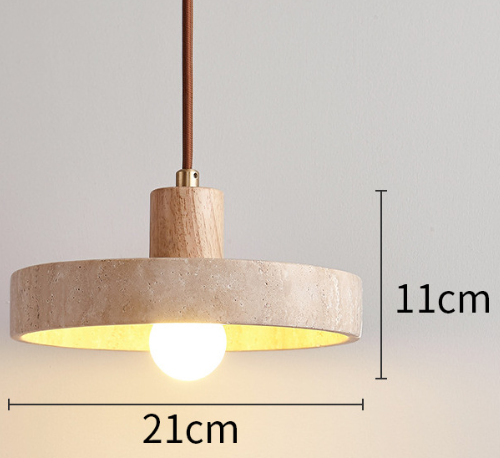 Nolare Travertine Pendant Light — Warm-Toned Inner Shade
