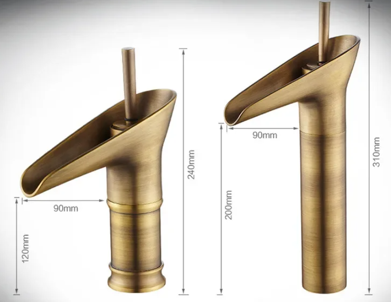 Antik vattenfallskran till handfatet - elegant pipdesign