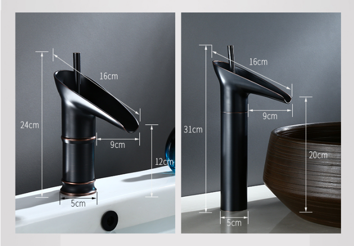 Antik vattenfallskran till handfatet - elegant pipdesign