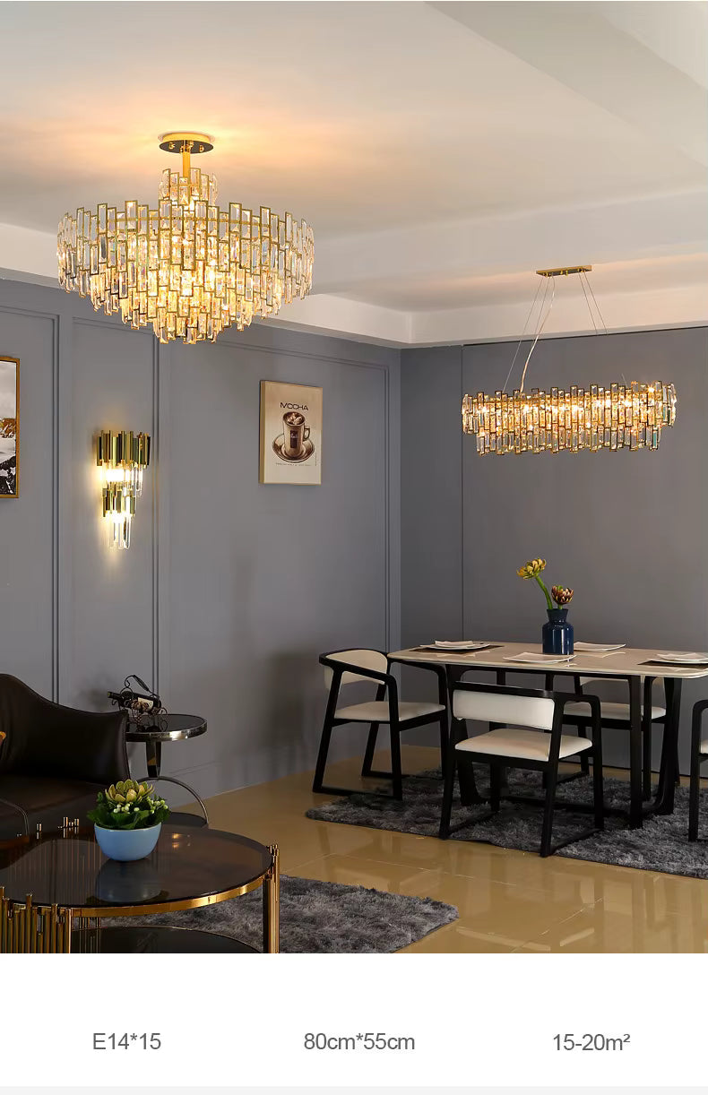 Lucienne Chandelier — Postmodern Golden Crystal Pendant Light