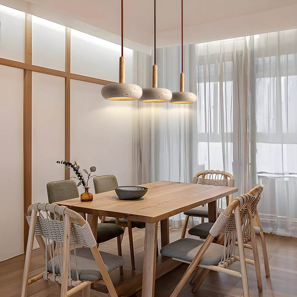 LustreStone Yellow Travertine Pendant Lamp — Distinctive Stone Fixture, Warm Glow