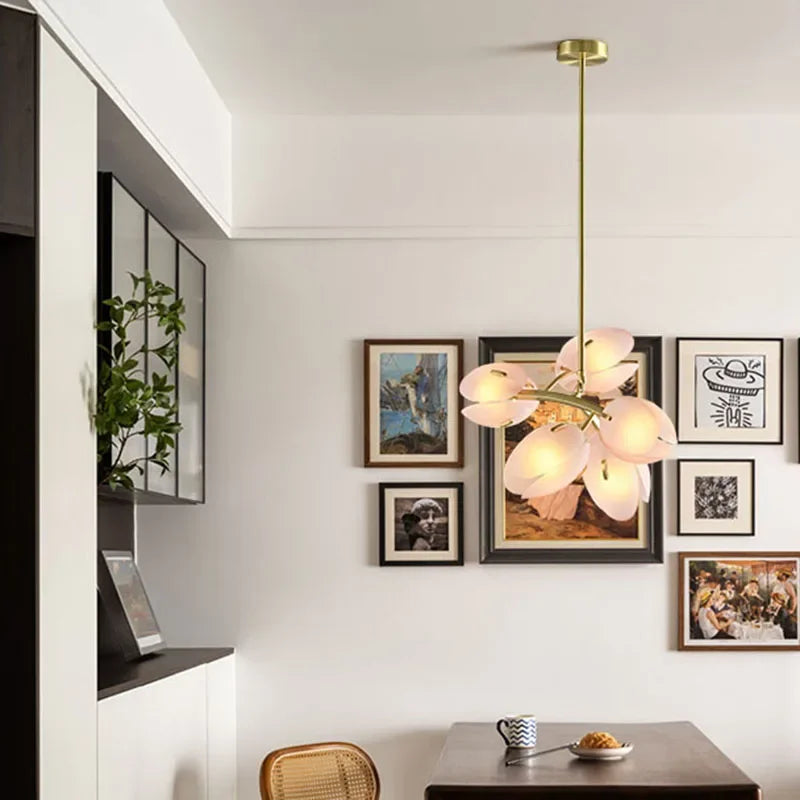 Nova Ceiling Light With Scandinavian Pink Tulip Glass Shade