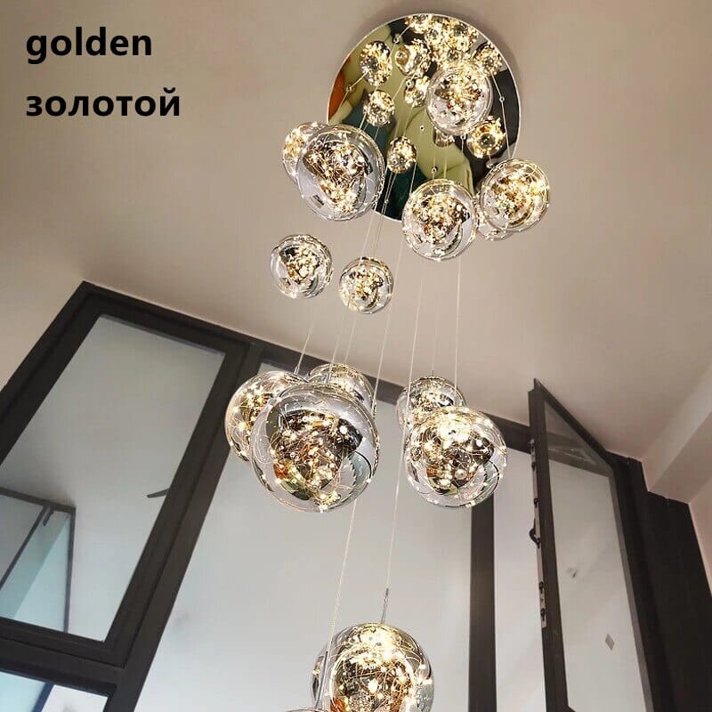 Bella Glass Ball Staircase Chandelier — Elegant Pendant Light