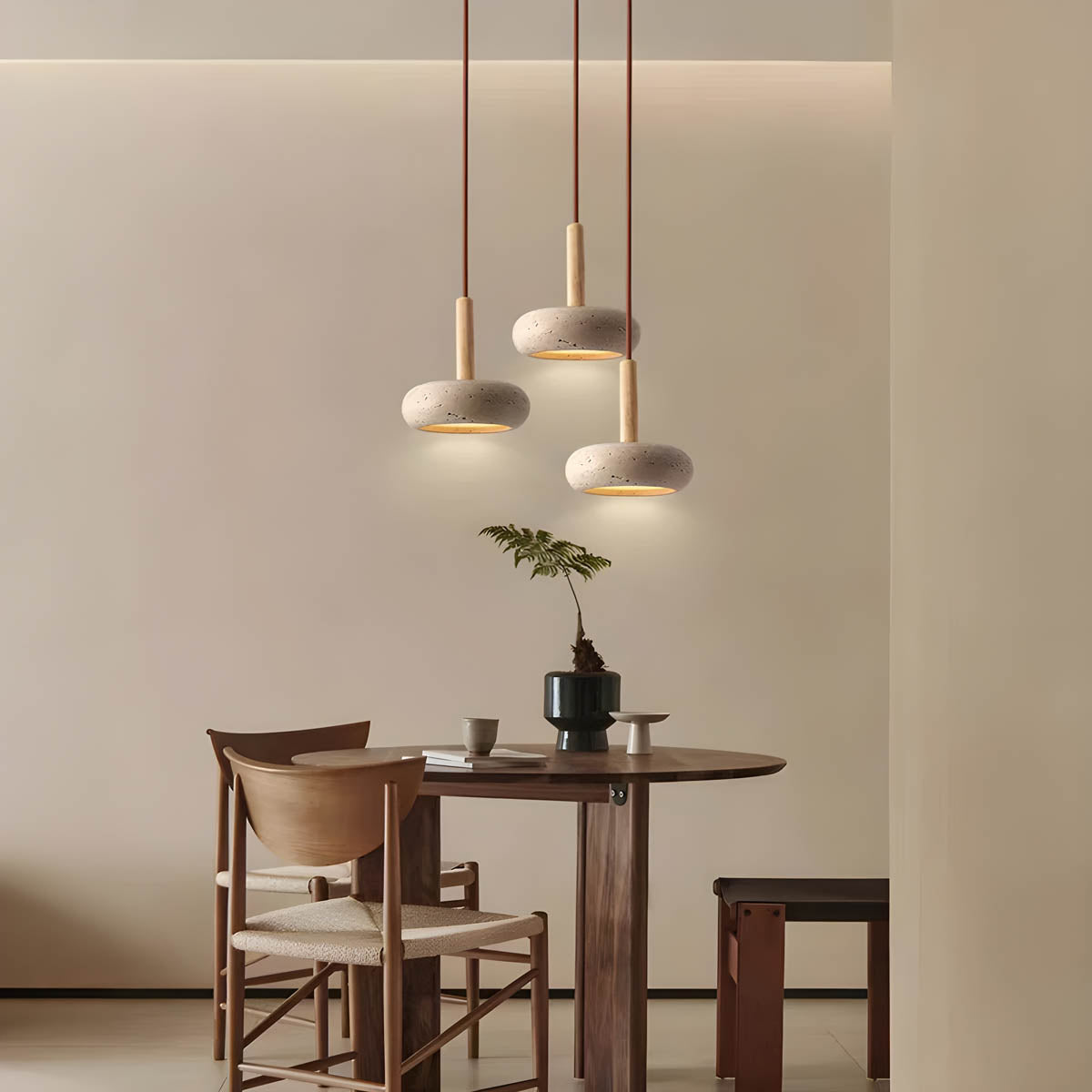 LustreStone Yellow Travertine Pendant Lamp — Distinctive Stone Fixture, Warm Glow
