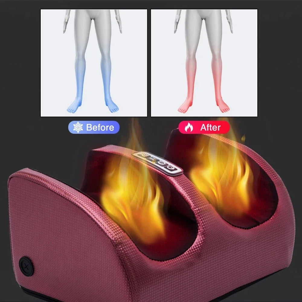 Beheiztes Shiatsu-Fußmassagegerät mit 12 Massageköpfen — 3D-Knetmassage-System für tiefe Gewebemassage