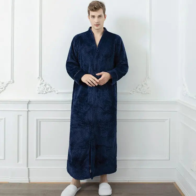 CozyNest termisk flanellbadrock för gravida — extra lång och rymlig passform