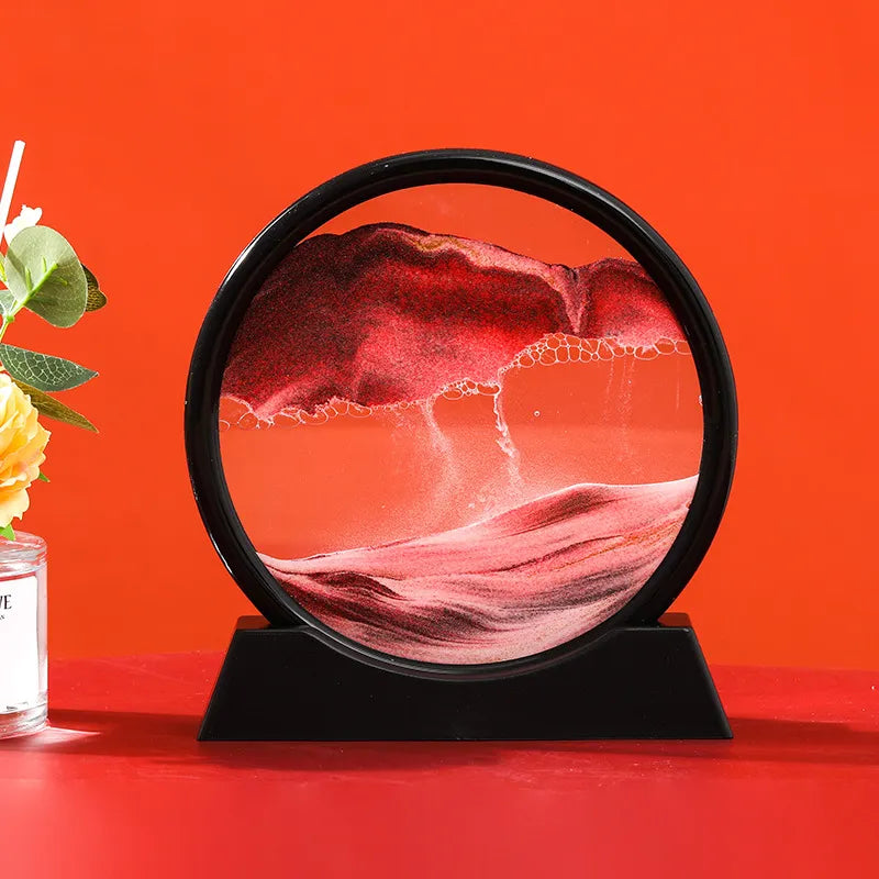 Kinetické skleněné přesýpací hodiny AureaFlow — Design písku s 3D pohybem