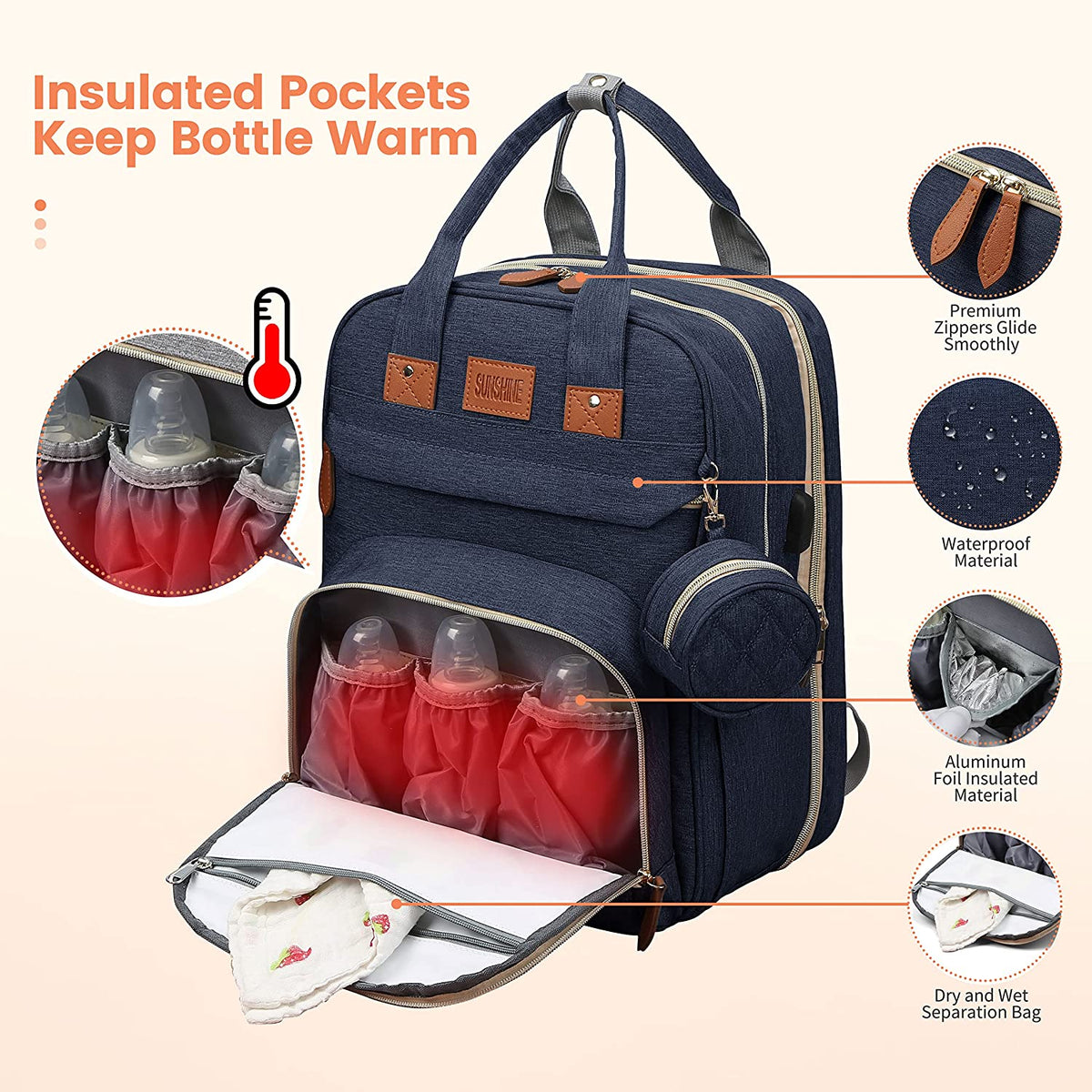 BabyNest Bag 3-in-1 Diaper Bag — Portable Baby Bed, USB Port