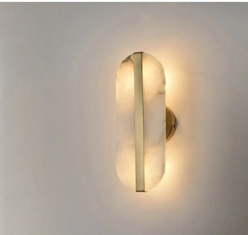 Auriel Alabaster Wall Lamp With Brass Band And Premium LED