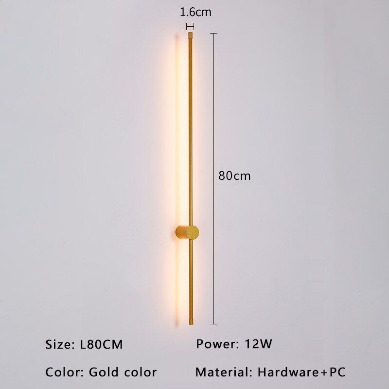 Modern minimalistisk LED-vägglampa, guld eller svart, AC85-265V