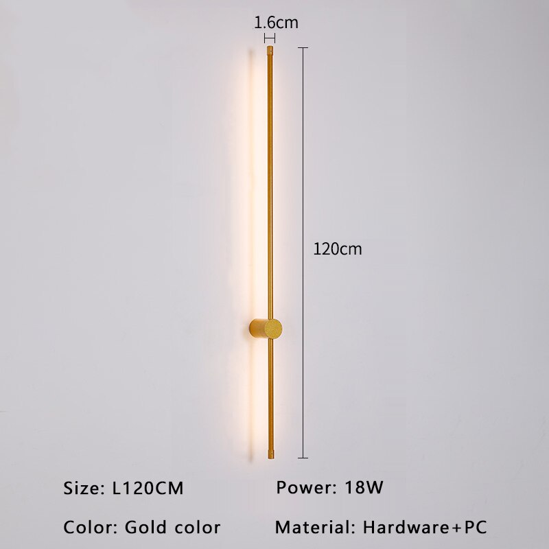 Modern minimalistisk LED-vägglampa, guld eller svart, AC85-265V