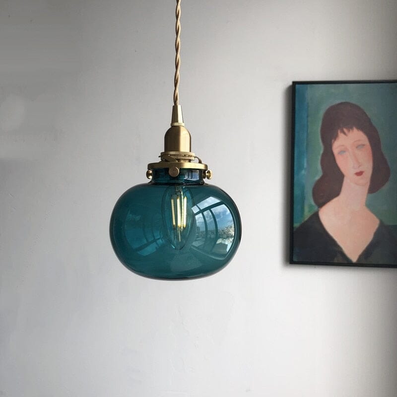 Lyra Vintage Pendelleuchte mit handgefertigtem farbigem Glas