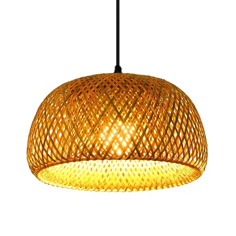 Bamboo Pendant Light — Woven Hanging Lamp, Statement Decor