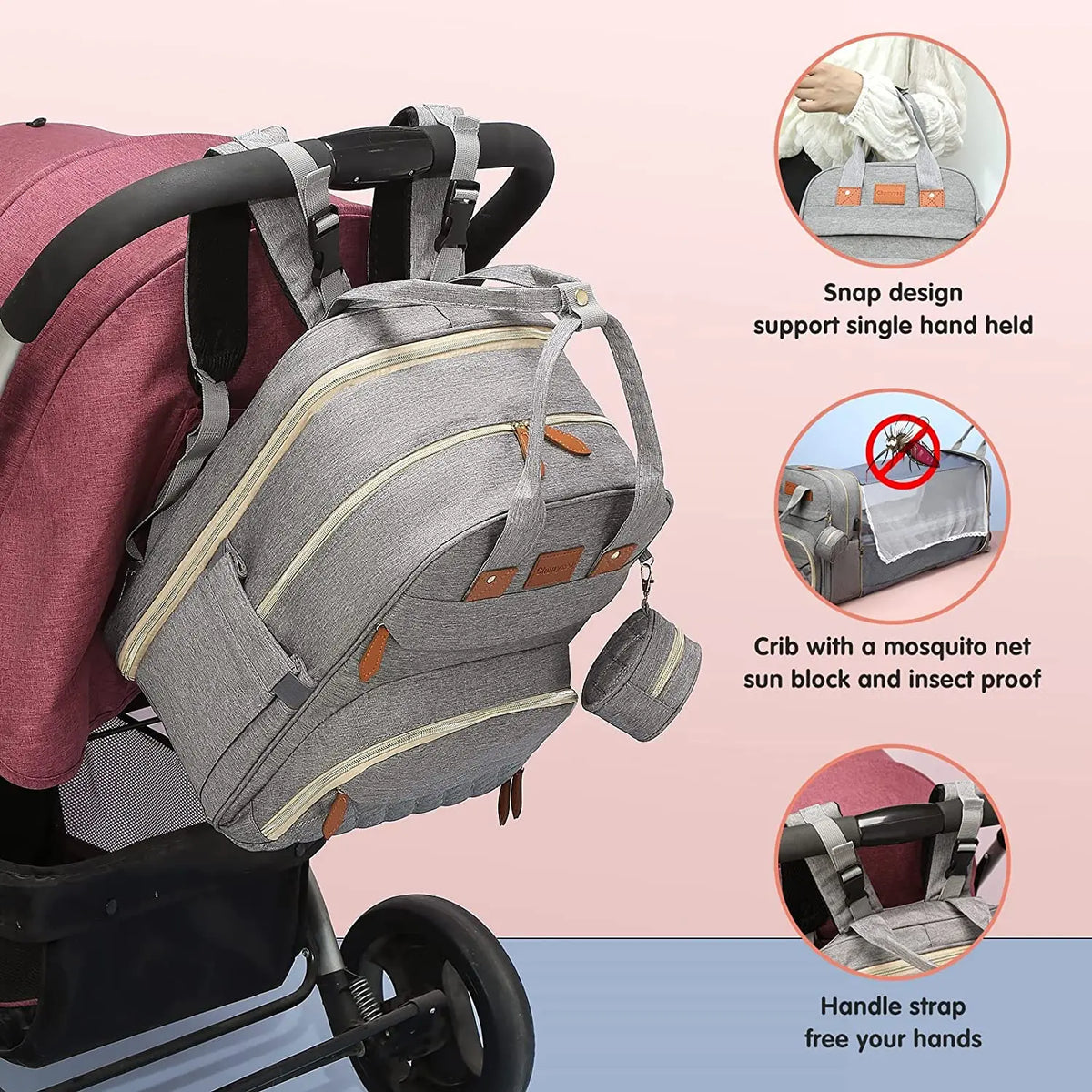 BabyNest Bag 3-in-1 Diaper Bag — Portable Baby Bed, USB Port