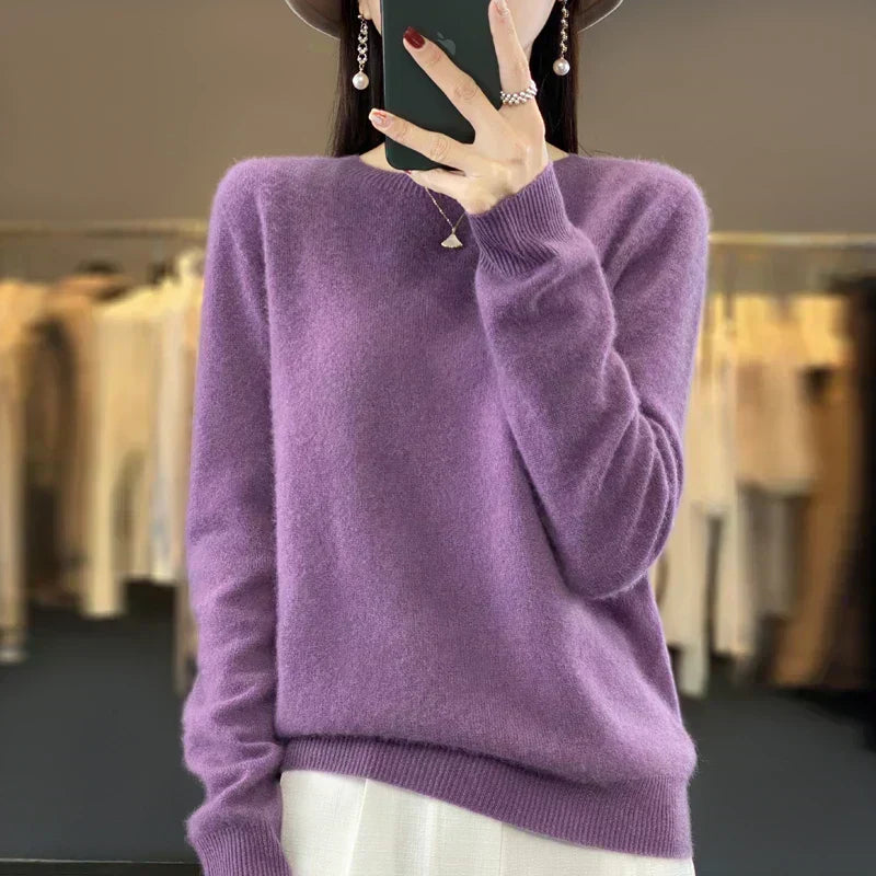 Maglione da donna Astraweave in 100% lana merino con scollo rotondo — Maglia morbida e traspirante
